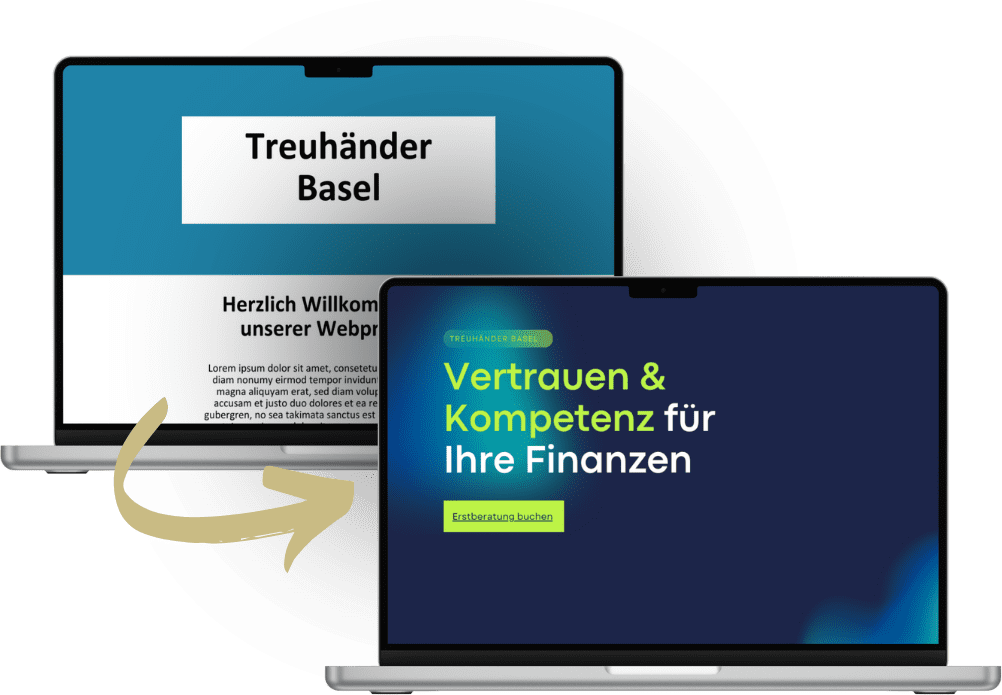 Vorher Nachher vergleich von einer Treuhänder Website, die einen Design Relaunch mitgemacht hat