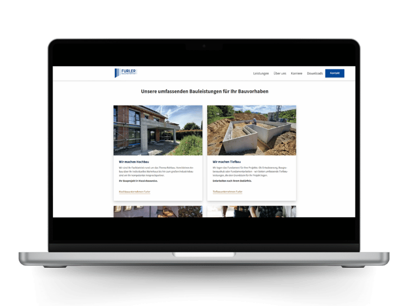 Website Mockup von Furler Bauunternehmen