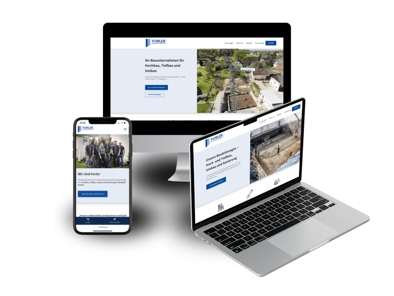 Website Mockups von Furler Bauunternehmen