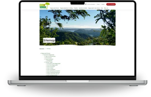 Beispiel einer HTML-Sitemap auf der Webseite von regenwald-schuetzen.org